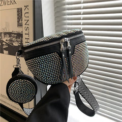 Rivet Waist bags for Women Chain Fanny Pack Belt Bag Chest Bag