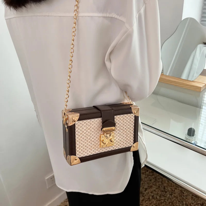 Straw Box Bag Small Mobile Phone Dinner for Women Crossbody
