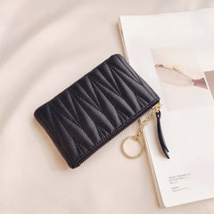 Zipper Organizer Short Purse Mini Money Bag Sheepskin