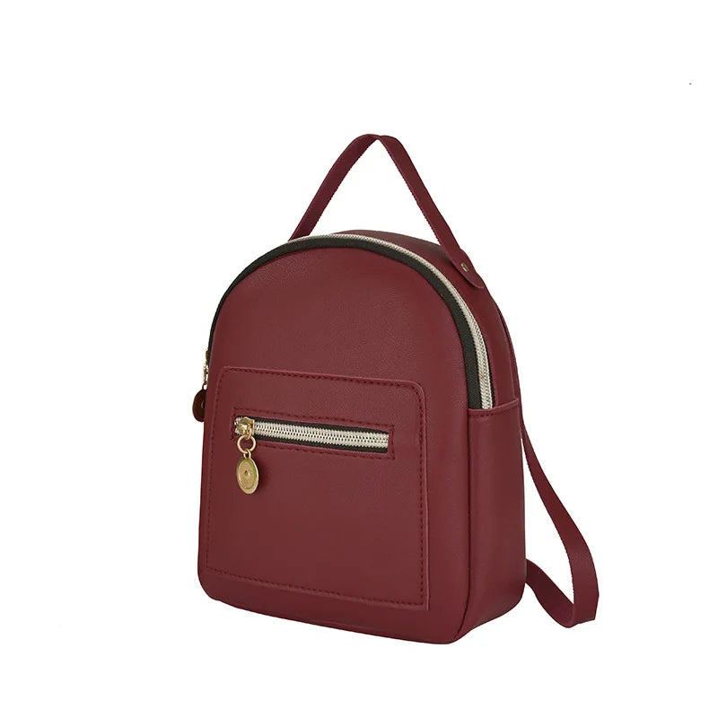 Women Soft Leather Mini Backpack Small Shoulder Bag Satchel