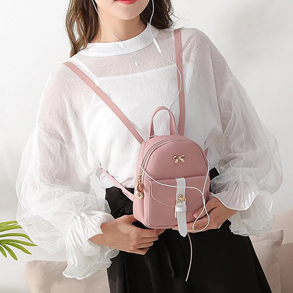 Women Mini Soft Leather Backpack Female Bagpack Satchel Shoulder Bags