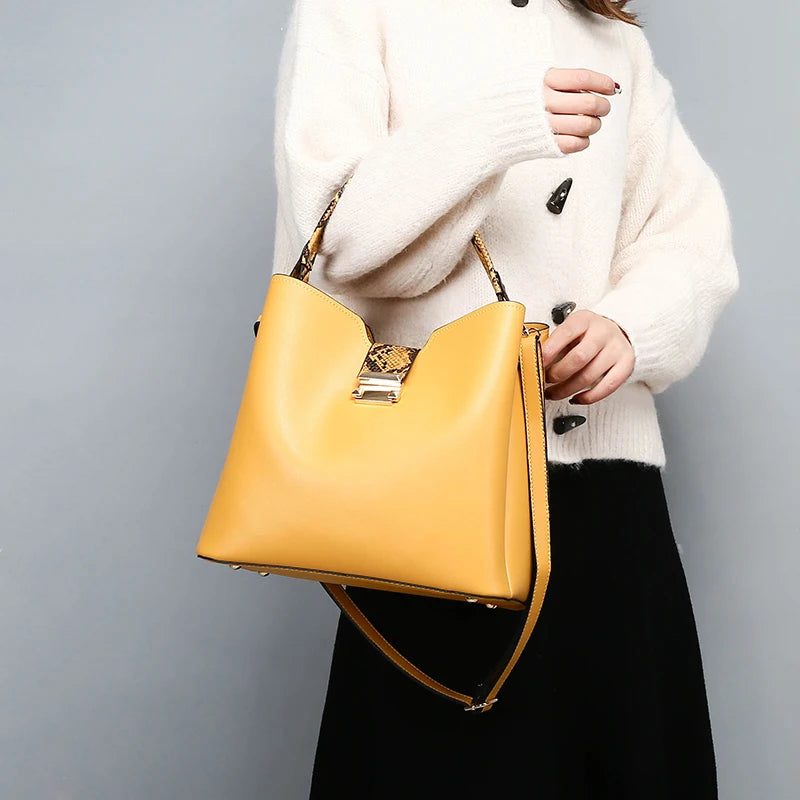 Women Bags PU Leather Crossbody Shoulder Bucket Bag Satchels