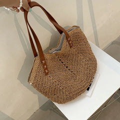 Raffia Round Barrel Woven Crossbody Bag Handbags Beach Shoulder