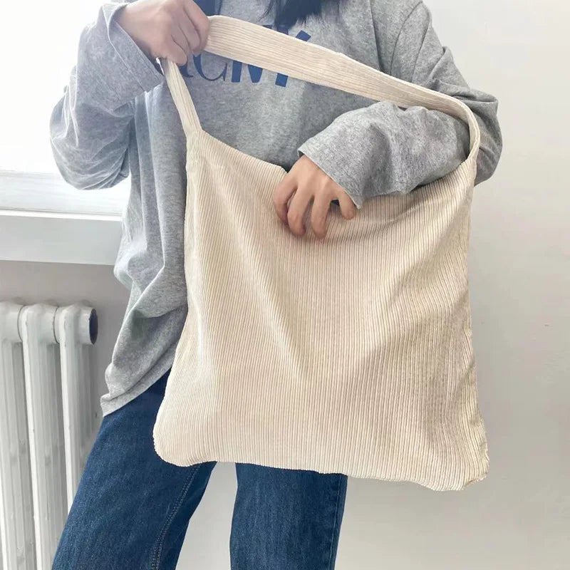 Women Canvas Shoulder Bags Ladies Solid Messenger Handbags Big Capacity Shopper