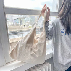 Women Canvas Shoulder Bags Ladies Solid Messenger Handbags Big Capacity Shopper