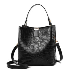 Women Handbag PU Leather Bucket Bag Stone Pattern Shoulder Messenger Bag