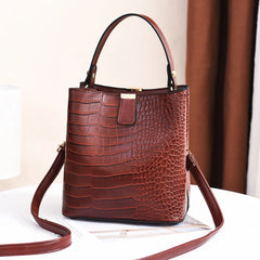 Women Handbag PU Leather Bucket Bag Stone Pattern Shoulder Messenger Bag