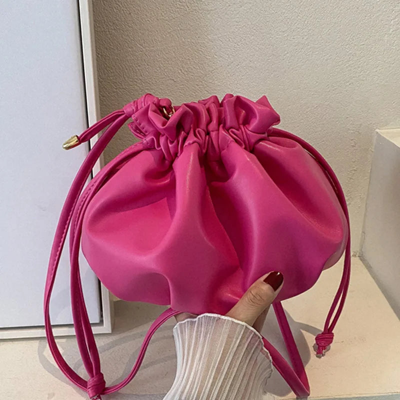 Vintage Ruched Shoulder Bag Women Small Tote