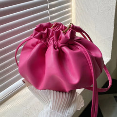 Vintage Ruched Shoulder Bag Women Small Tote