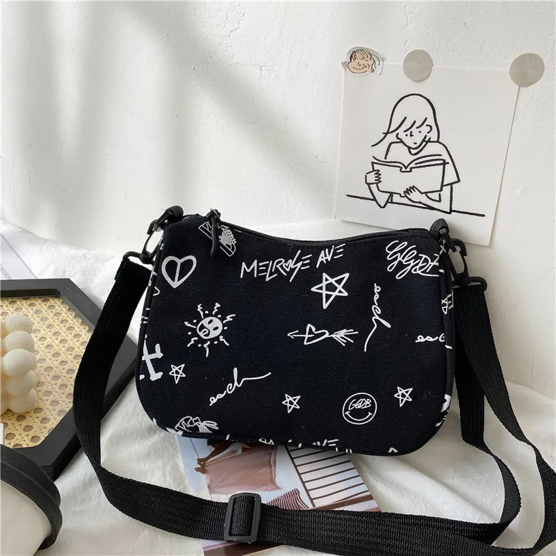 Women's Graffiti Canvas Tote Bag Large Shoulder Handbag