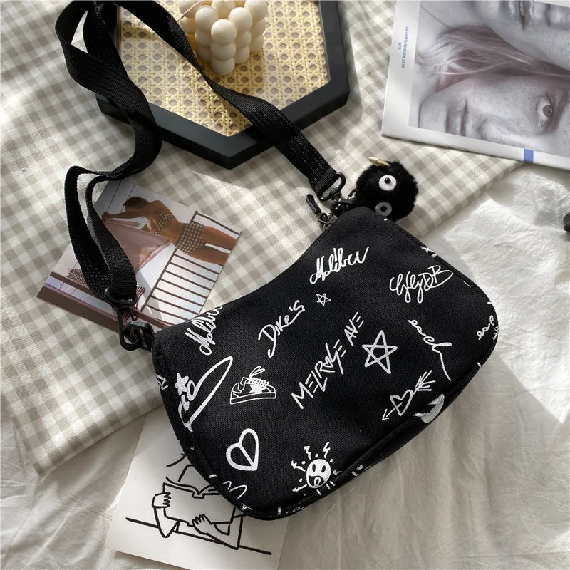 Women's Graffiti Canvas Tote Bag Large Shoulder Handbag