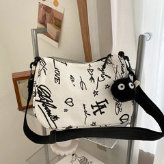 Women's Graffiti Canvas Tote Bag Large Shoulder Handbag