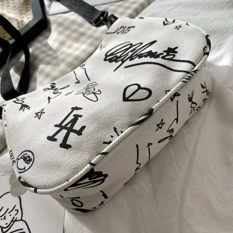Women's Graffiti Canvas Tote Bag Large Shoulder Handbag