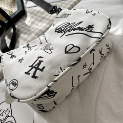 Women's Graffiti Canvas Tote Bag Large Shoulder Handbag