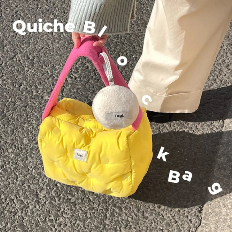 Yellow Plush Totes Bags for Women Winter Soft Handbags