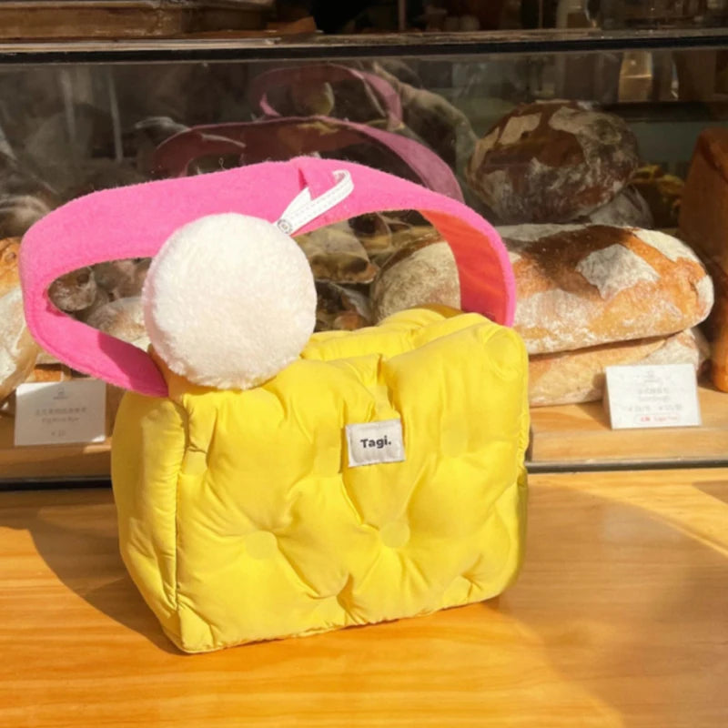 Yellow Plush Totes Bags for Women Winter Soft Handbags
