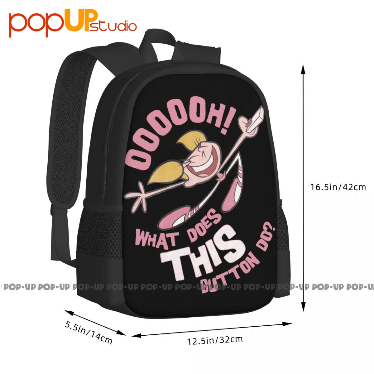 Dexters Laboratory Cartoon Dee Dee Button Backpack Large Capacity