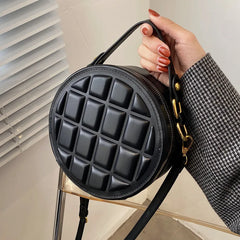 Diamond Chocolate Square Round Handbag Women Solid Zipper Shoulder Crossbody Bag