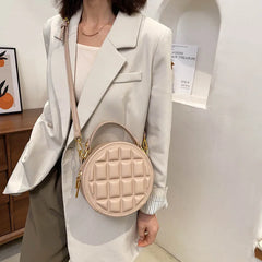 Diamond Chocolate Square Round Handbag Women Solid Zipper Shoulder Crossbody Bag