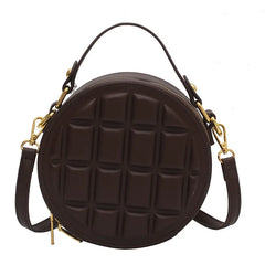 Diamond Chocolate Square Round Handbag Women Solid Zipper Shoulder Crossbody Bag