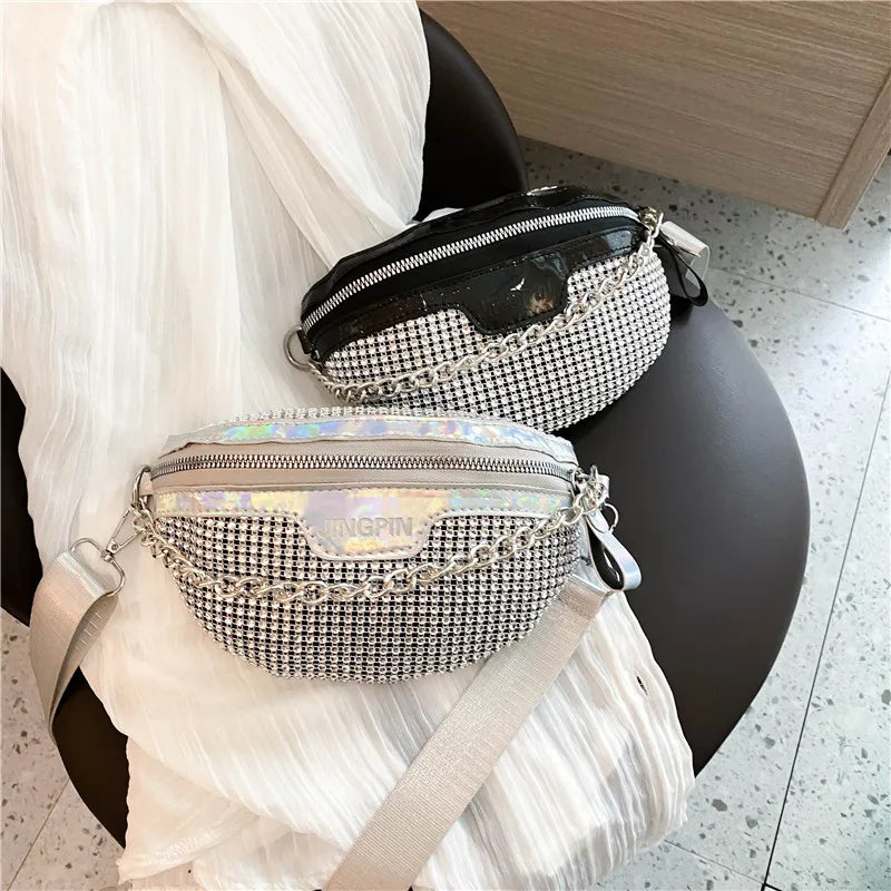 Diamond Crossbody Fanny Waist Bag Zipper Chest Phone Pack