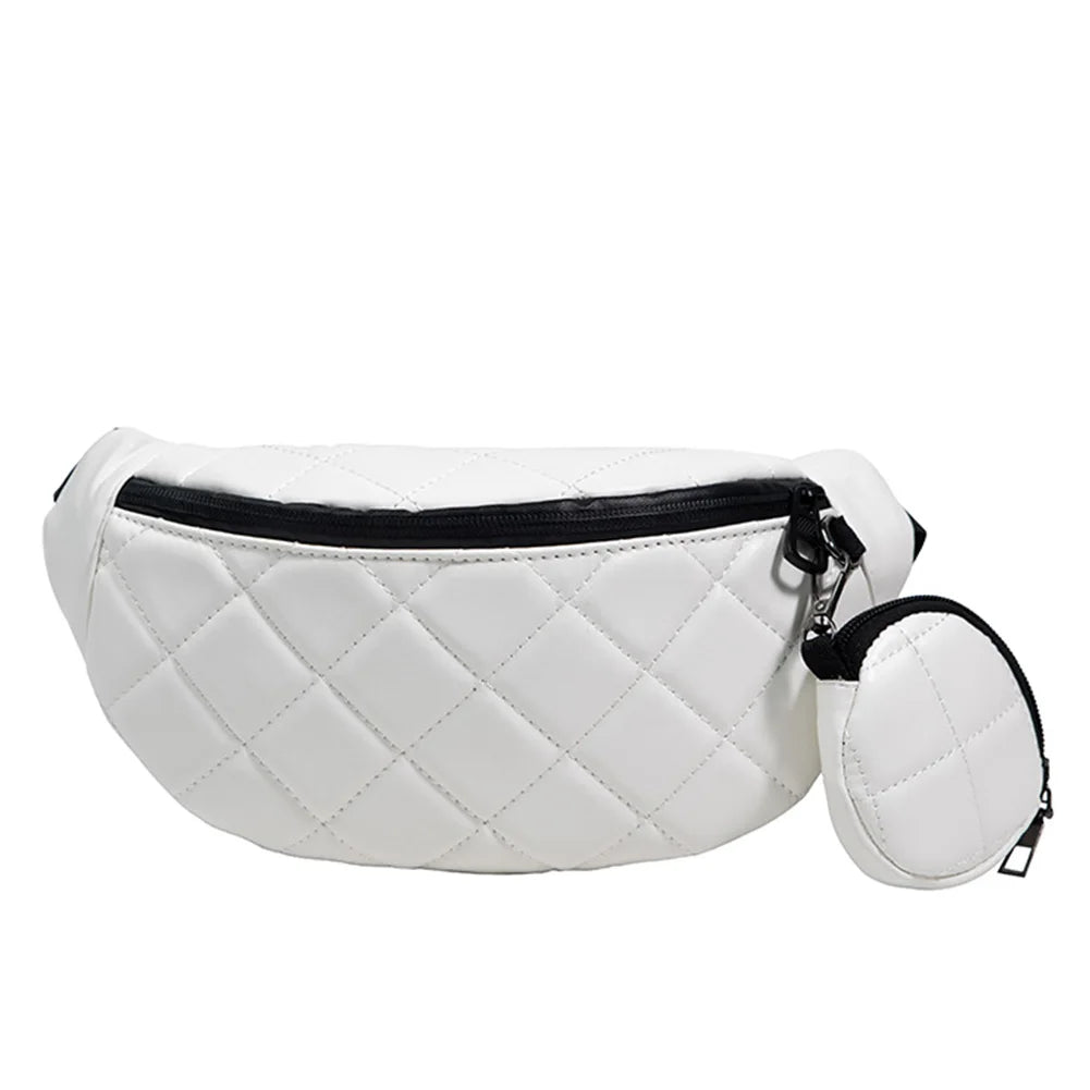 Diamond Lattice Embroidery Thread Women Waist Bags Fanny Pack Female Belt Bum Ba