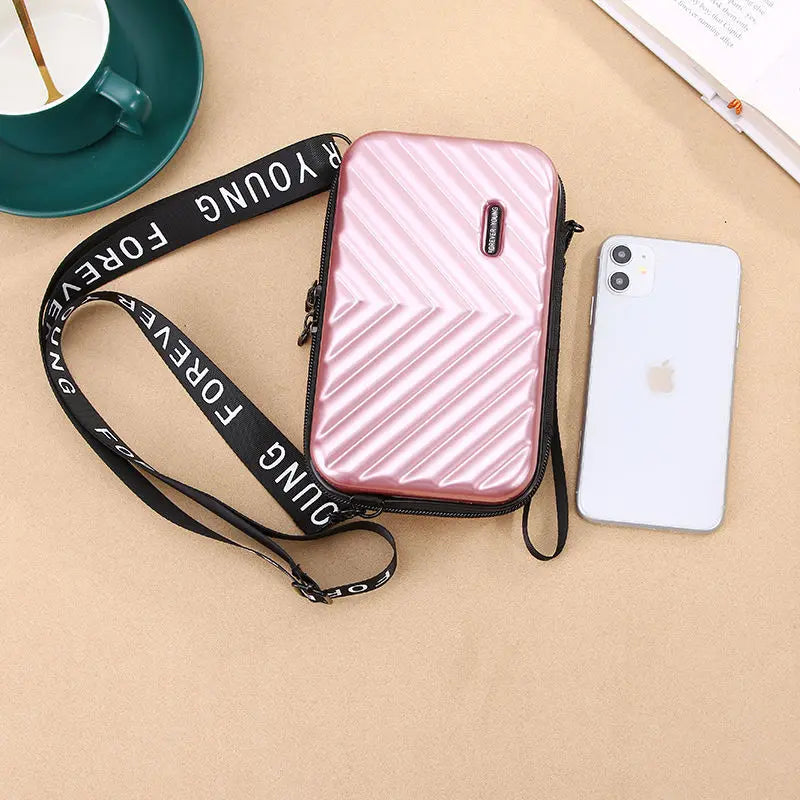Diamond Lattice Women Shoulder Bag Wide Strap Mini Crossbody Cell Phone Bag