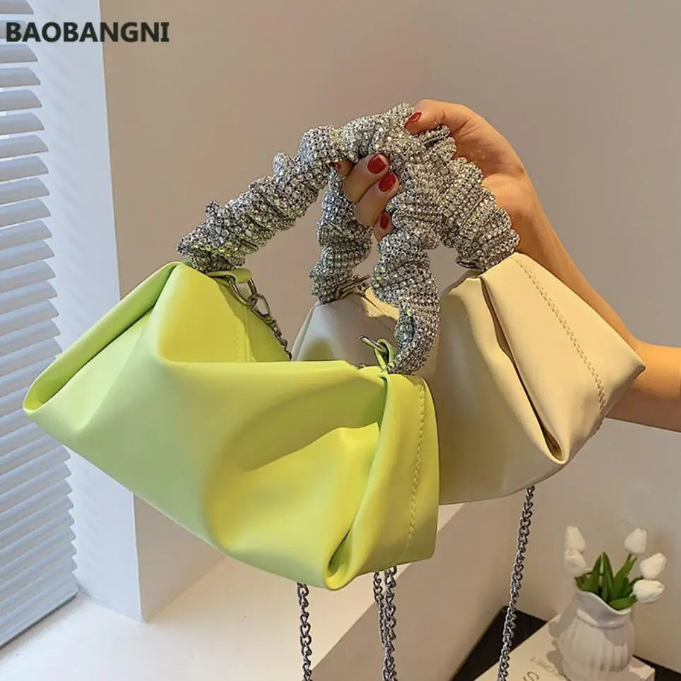 Diamond Pleated Tote Bag Soft PU Leather Women's Handbag