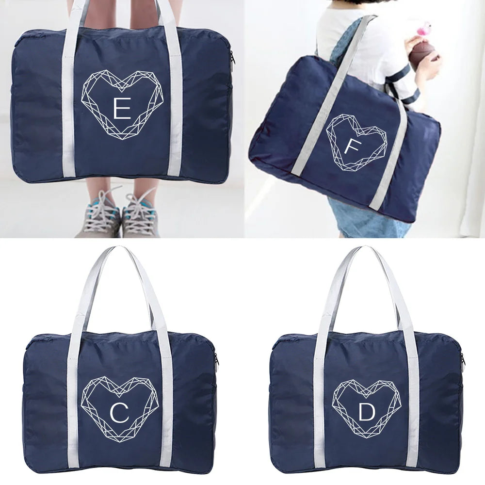 Diamond Nylon Travel Bags Large Capacity Luggage Handbags