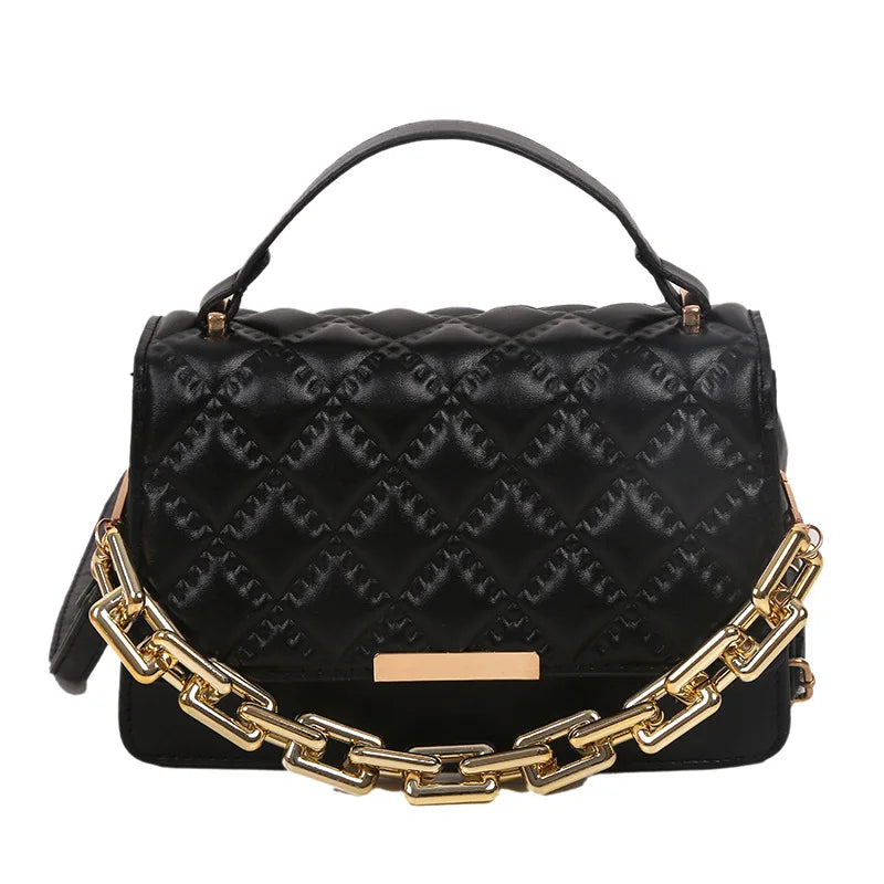 Quilted Chain Shoulder Bag Red Brown