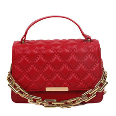 Quilted Chain Shoulder Bag Red Brown