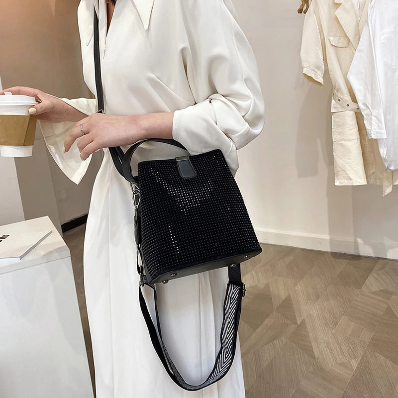 Diamond Women's Shoulder Bag Bucket Large Capacity Crossbody Bag Handbag