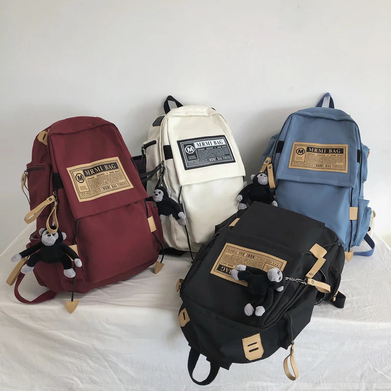 Solid Teenage Girls College Schoolbag Women Backpack Student Large Capacity