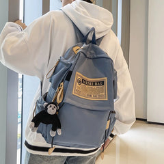 Solid Teenage Girls College Schoolbag Women Backpack Student Large Capacity
