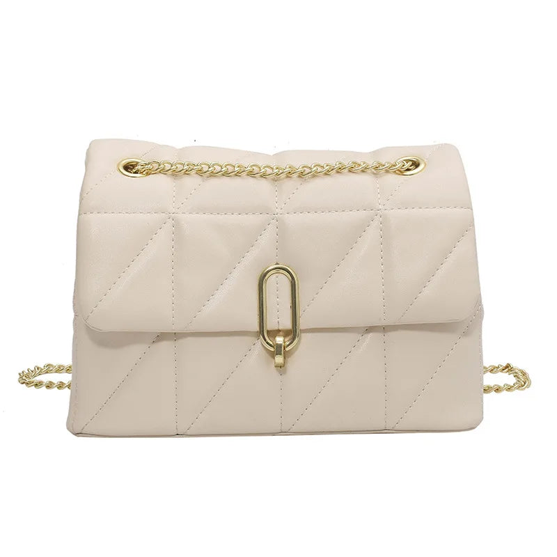 Quilted Women Shoulder Bag Chain Crossbody Bags PU Leather Handbags
