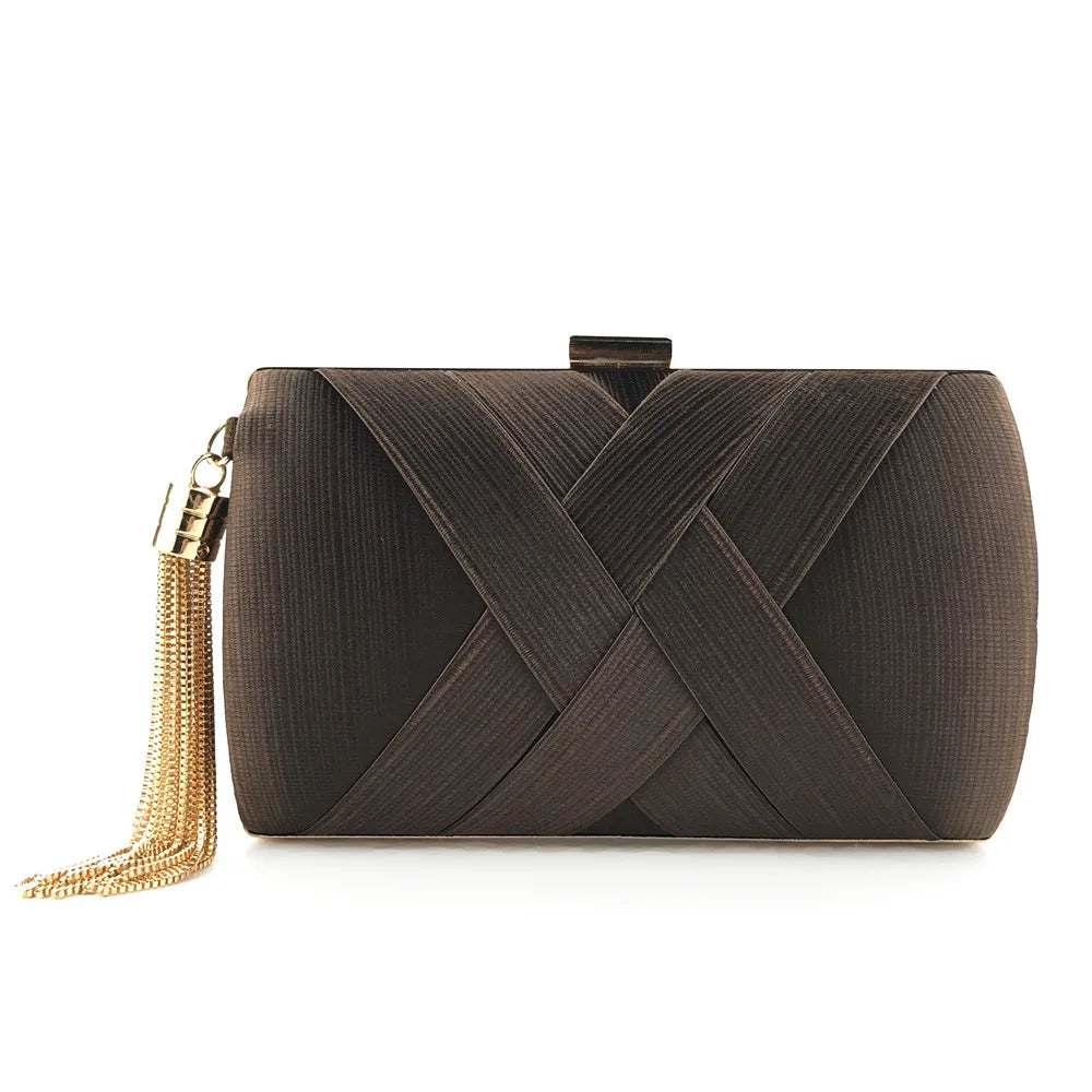 Stylish Multi-Color Tassel Wedding Clutch Purse Silk Handbag
