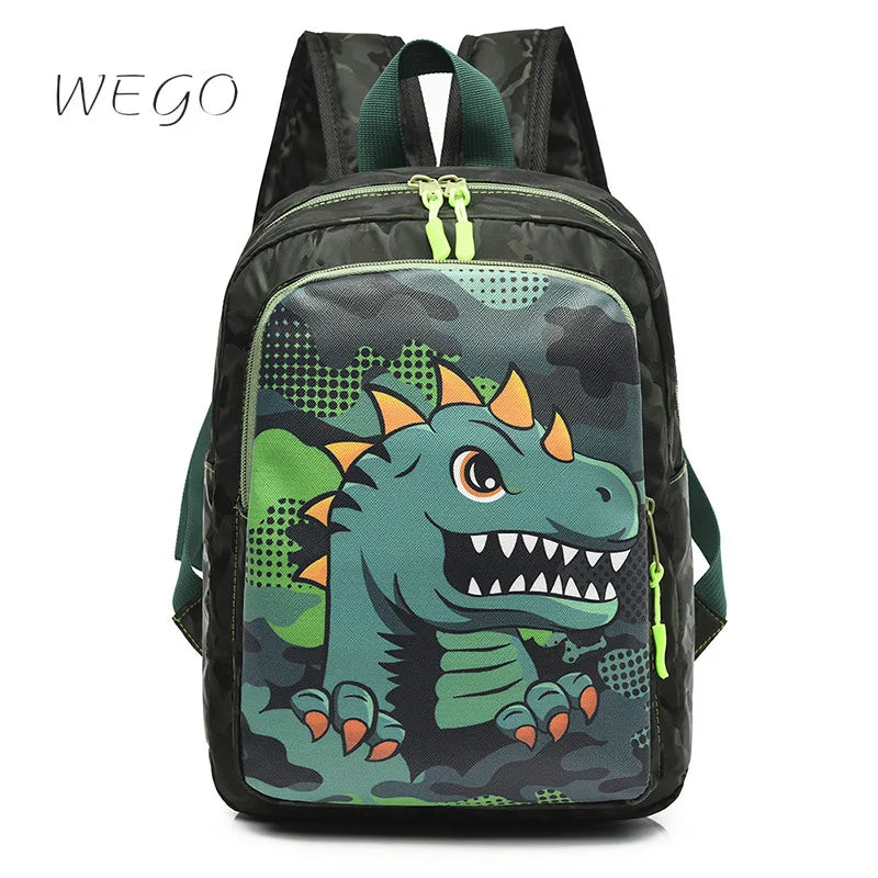 Cartoon Shark Dinosaur Print School Bag for Kids