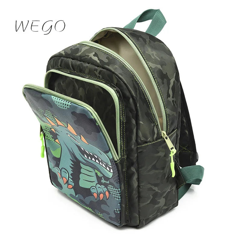Cartoon Shark Dinosaur Print School Bag for Kids