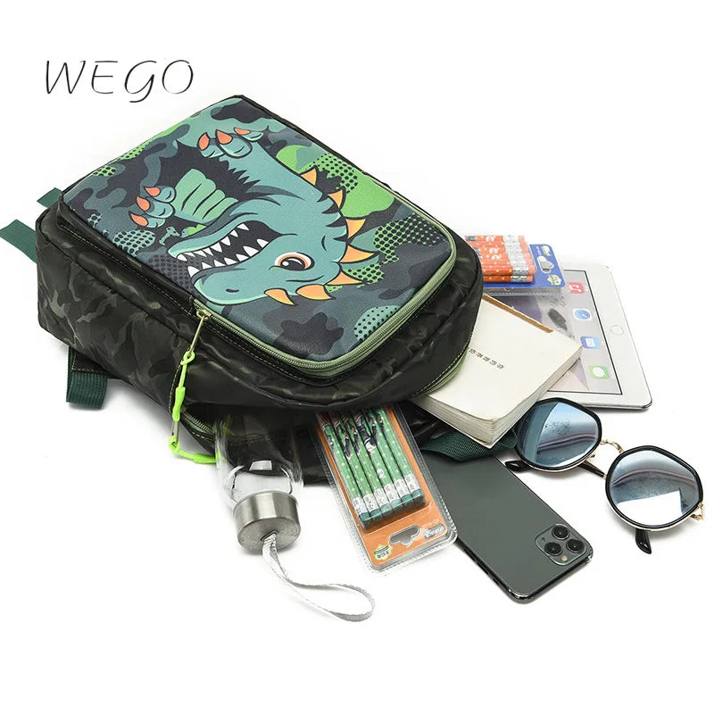 Cartoon Shark Dinosaur Print School Bag for Kids