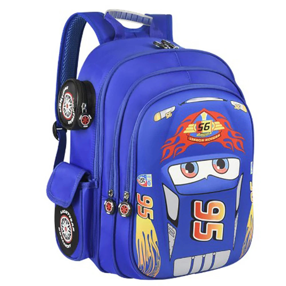 Kids 3D Car Schoolbags Backpacks For Boys 3-12 Cartoon Lightning