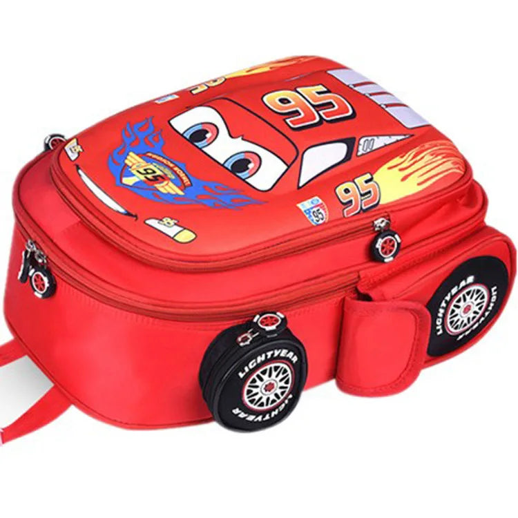 Kids 3D Car Schoolbags Backpacks For Boys 3-12 Cartoon Lightning