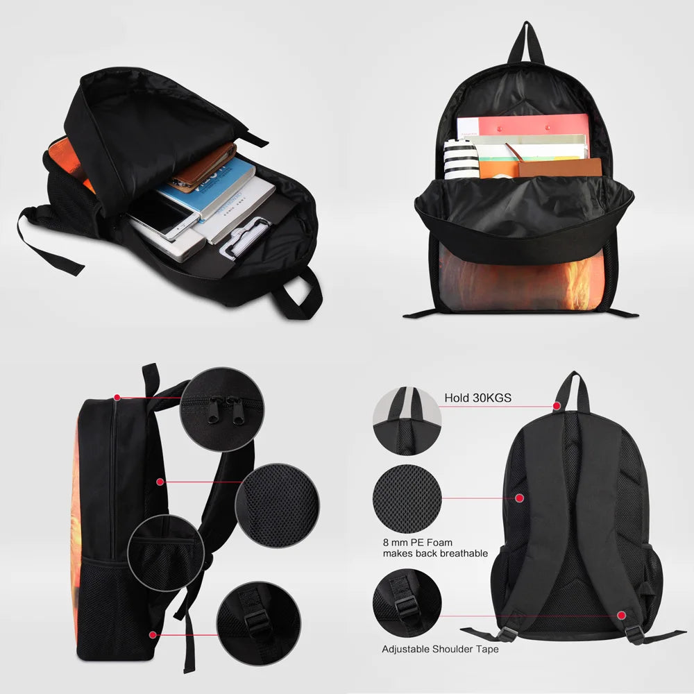 Animal Wolf Print School Bag Boys Backpacks Men Casual Rucksack Children Travel