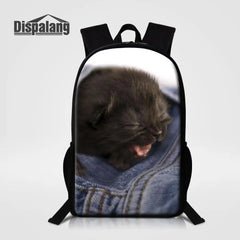 Cat Print Preppy Style Kids School Bag Girls Boys Teenager Backpack