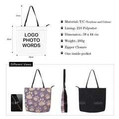 Bulldog Printing Shoulder Bag Women Casual School Bags Large Beach Shop