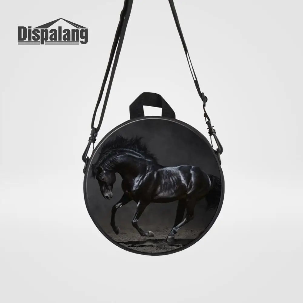Kids Round Backpack Crazy Horse Pattern