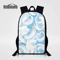 Feather Printing Women Men Backpacks Girls Boys School Bag for Teenage Kids
