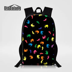 Handprint Printing School Bags Footprint Backpacks for Women Men Mochila