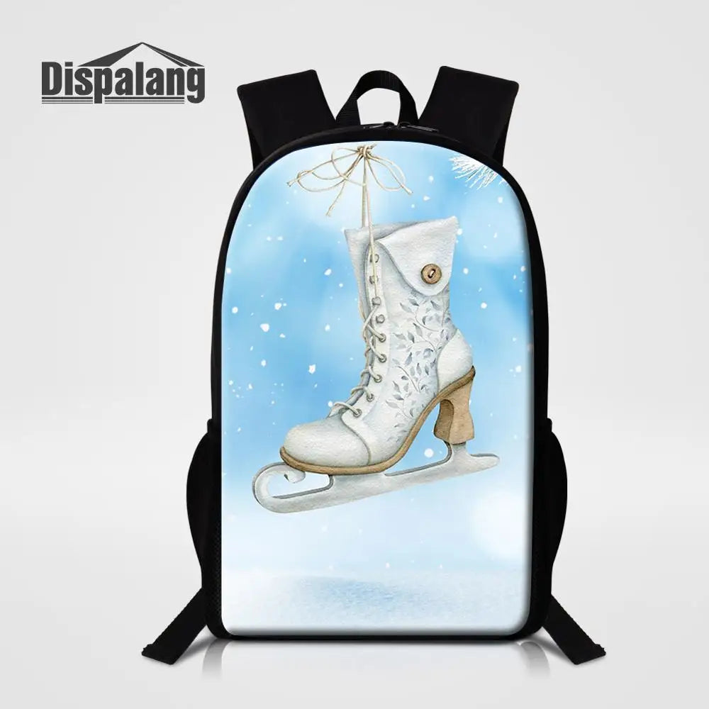 Ice Skating Girl Kids Backpacks Middle School Bags For Teenager