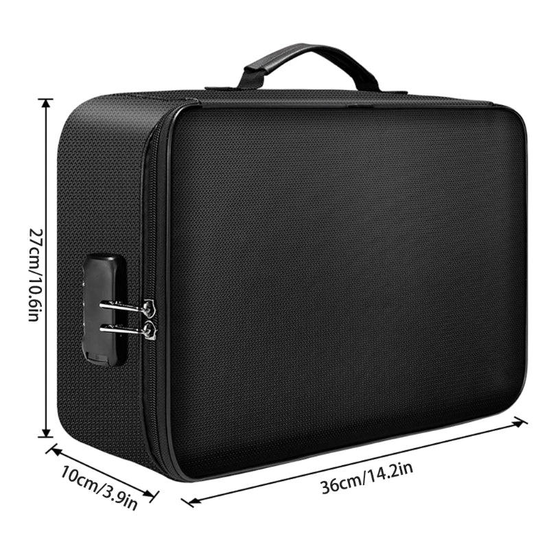 4-Layer Document Organizer Bag Fireproof Water-Resistant Zipper File Storage