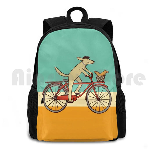 Dog & Squirrel Whimsical Art Dog Bike Backpack Waterproof Camping